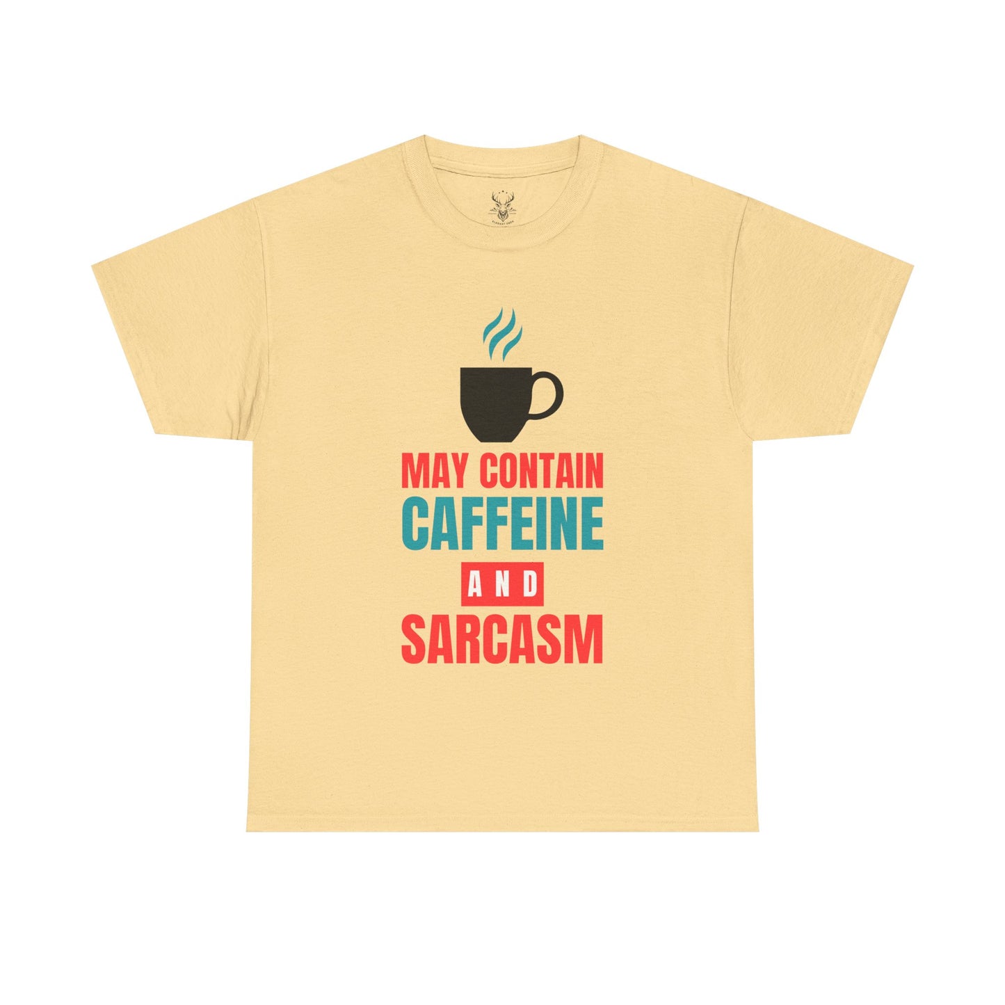 May Contain Caffeine and Sarcasm – Funny Tee by Elegant Deer T-shirt