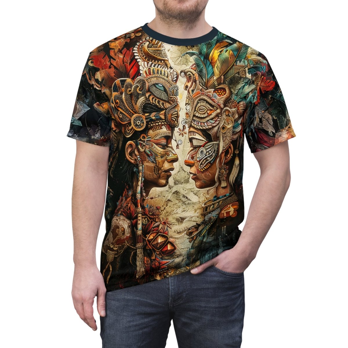 Ancient Echoes: The Aztec T-Shirt (AOP) - Elegant Deer
