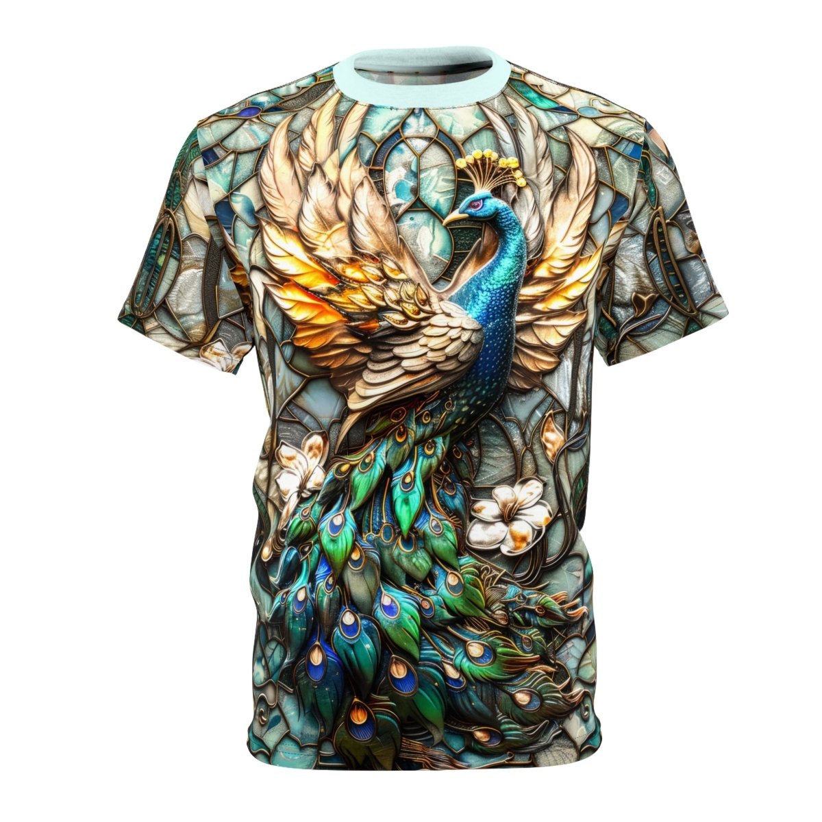 Art Nouveau Peacock Splendor T-Shirt (AOP) 3XL - Elegant Deer