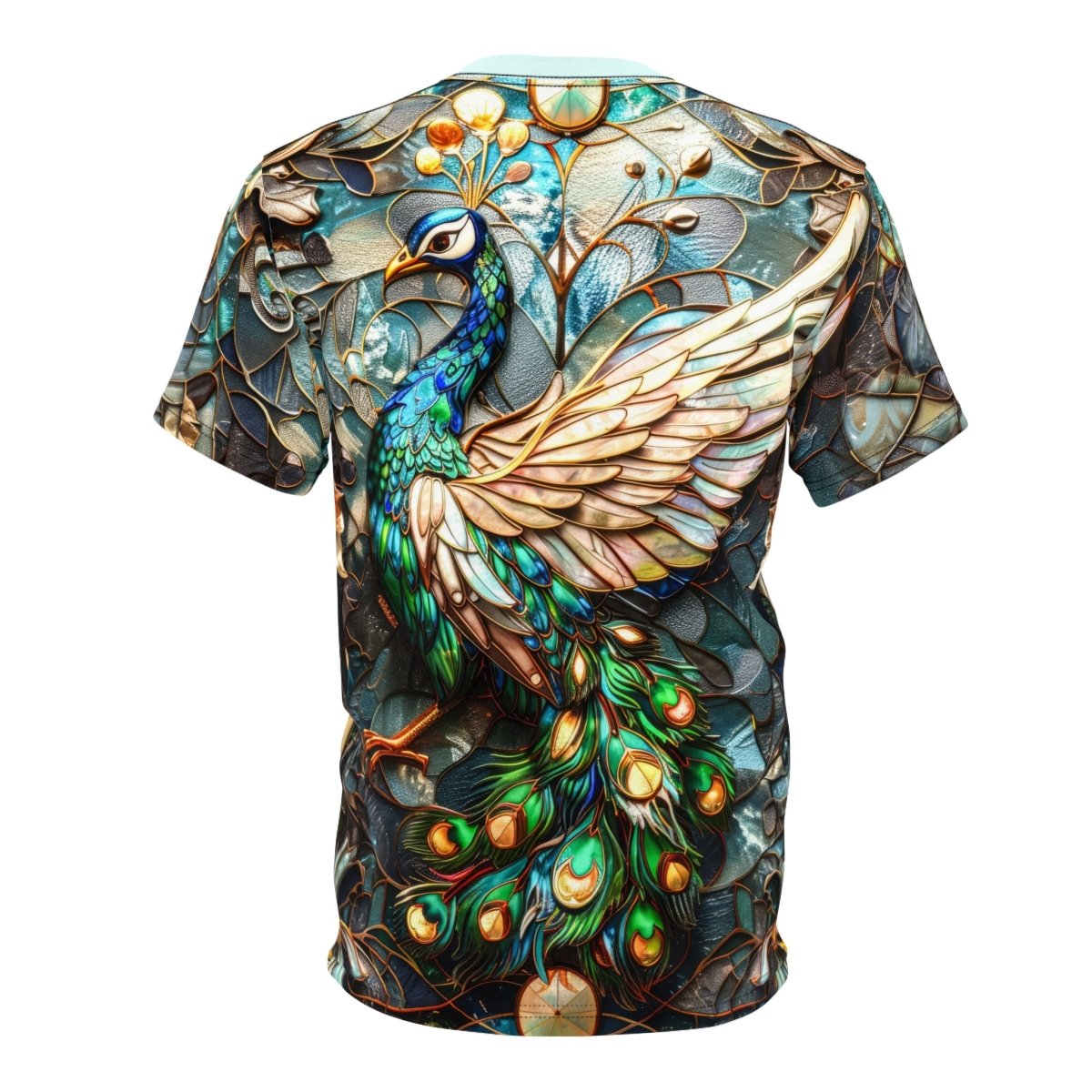 Art Nouveau Peacock Splendor T-Shirt (AOP) 3XL - Elegant Deer
