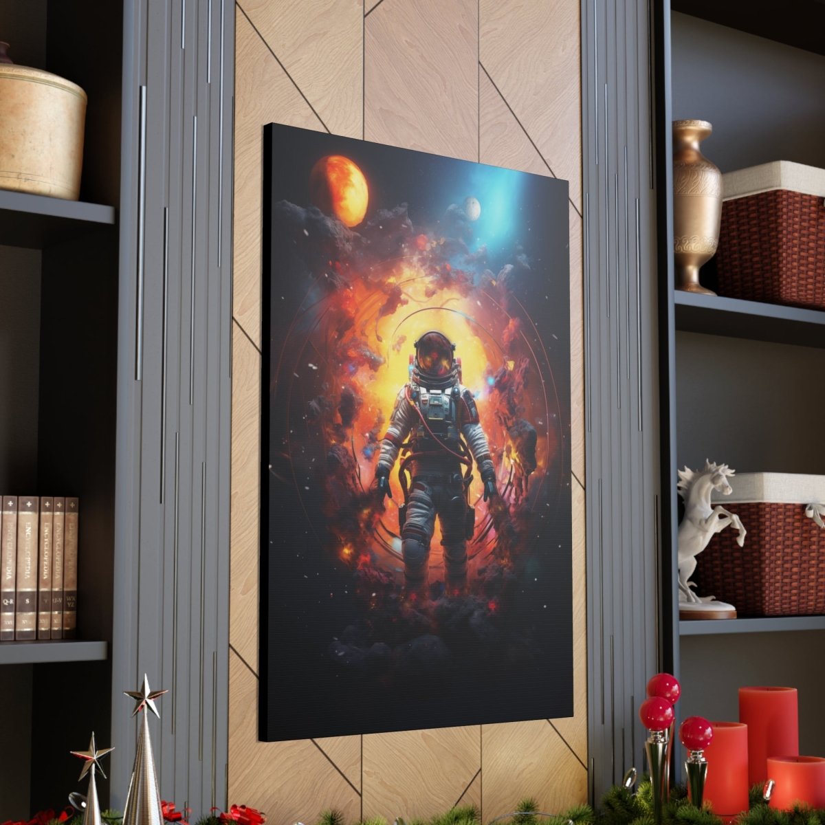 Astronaut portal to the nebula Canvas Poster - Elegant Deer