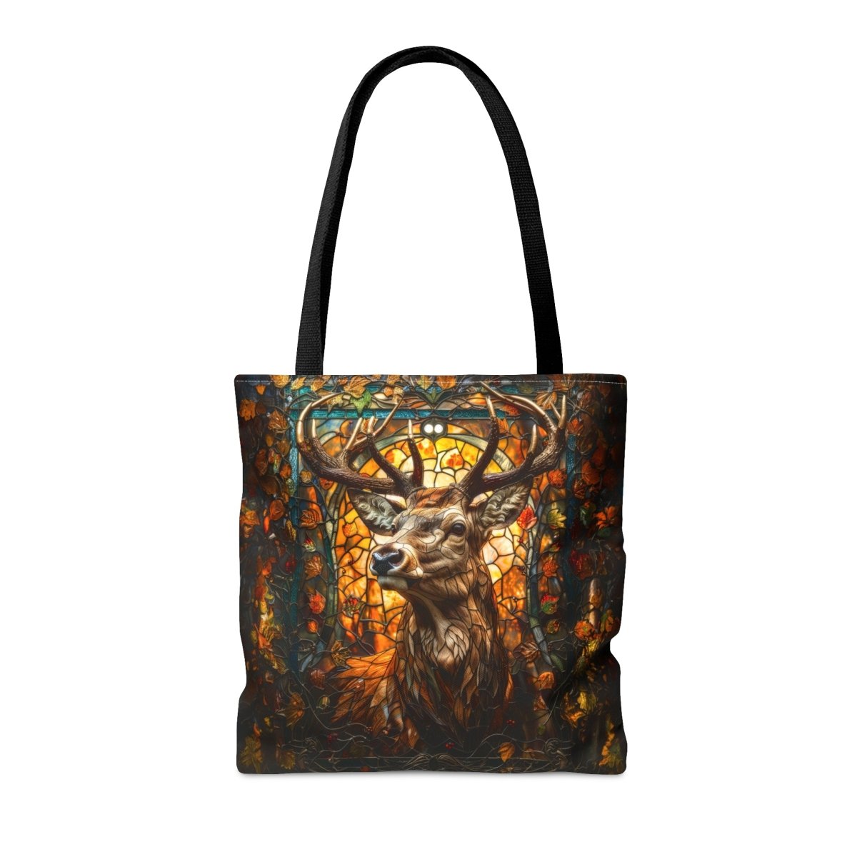 Autumn Majesty: Stained Glass Stag Tote Bag - Elegant Deer