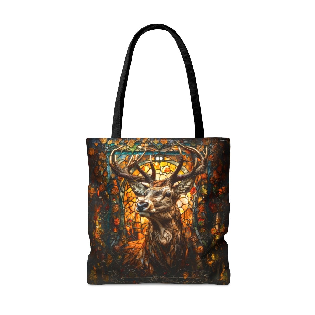 Autumn Majesty: Stained Glass Stag Tote Bag - Elegant Deer