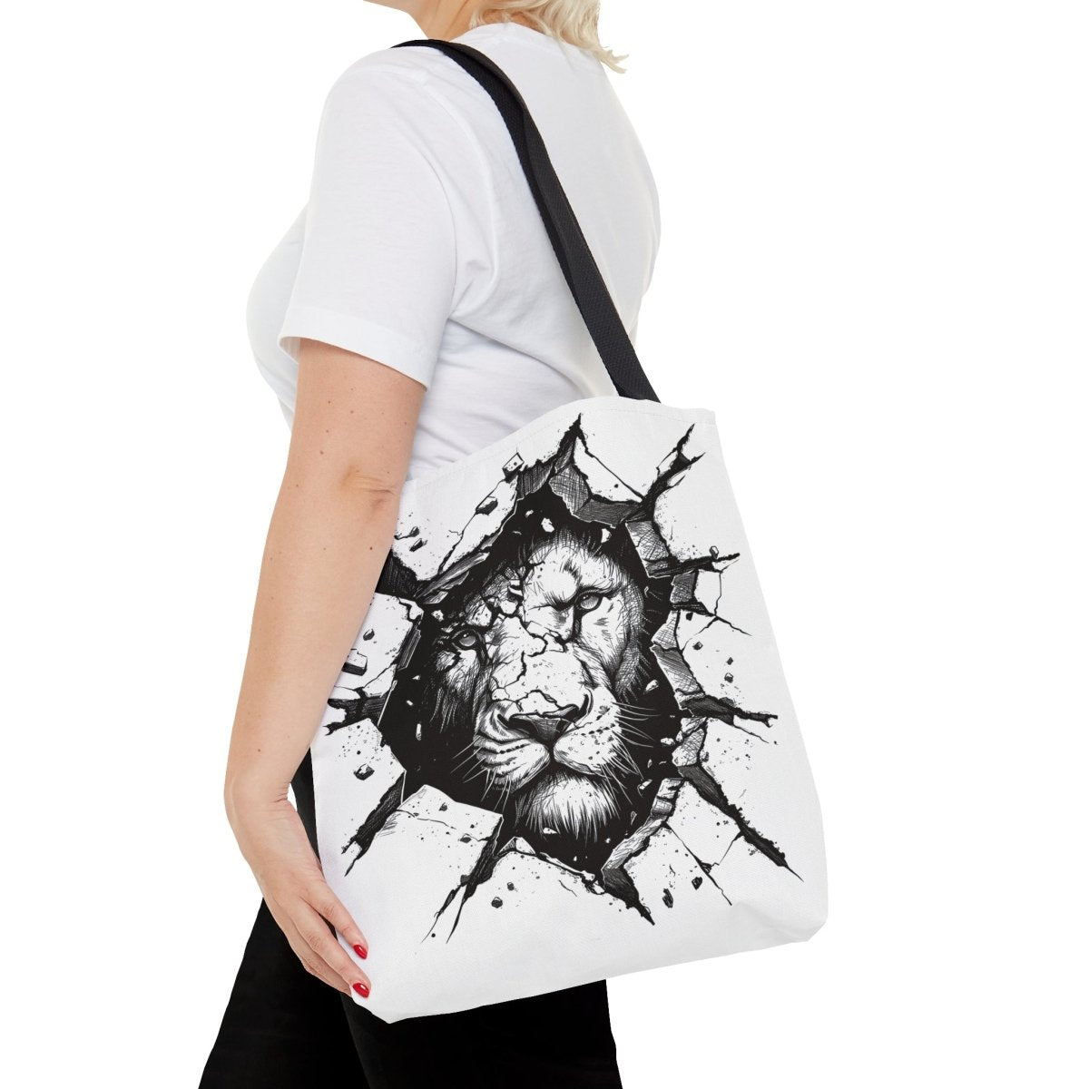 Black & White Lions Tote Bag - Elegant Deer
