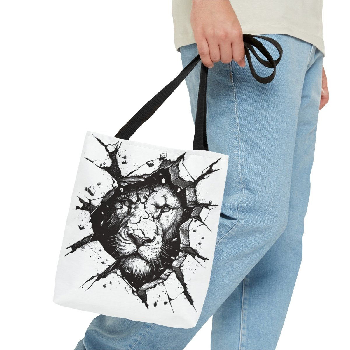 Black & White Lions Tote Bag - Elegant Deer