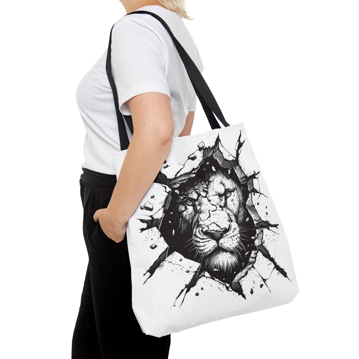 Black & White Lions Tote Bag - Elegant Deer