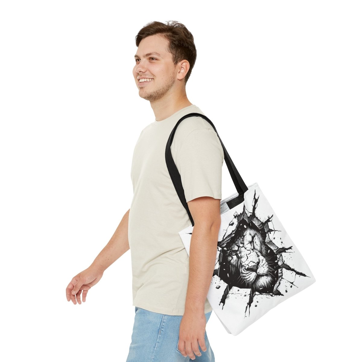 Black & White Lions Tote Bag - Elegant Deer