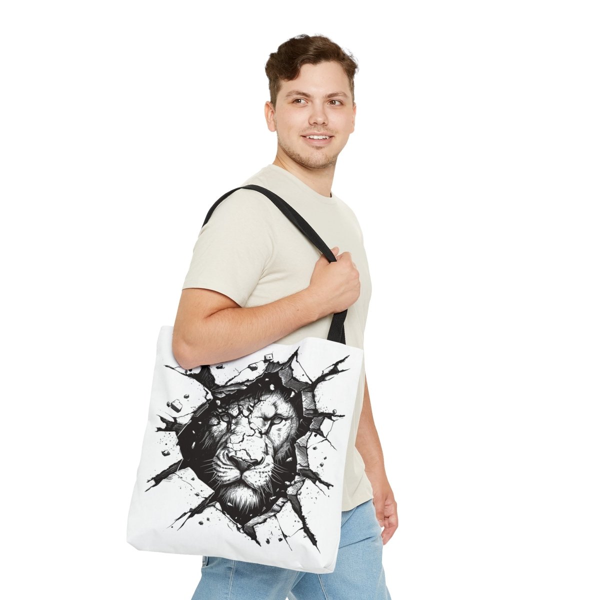 Black & White Lions Tote Bag - Elegant Deer