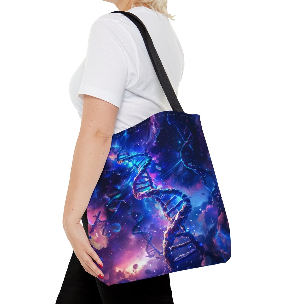 Cosmic Code: Galaxy DNA Tote Bag - Elegant Deer