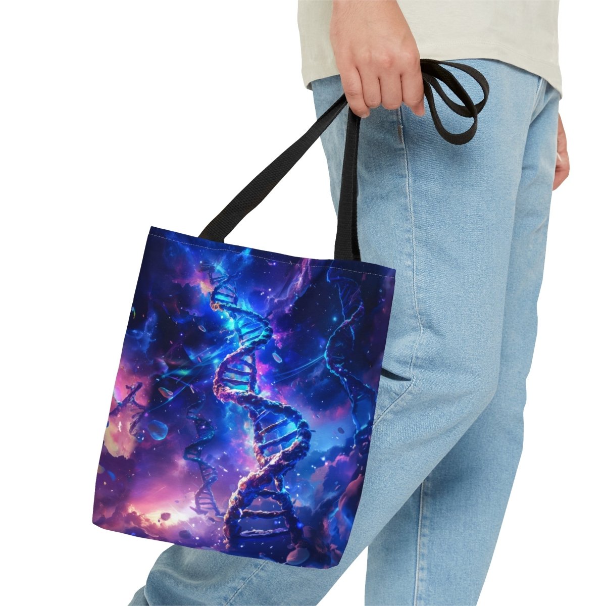 Cosmic Code: Galaxy DNA Tote Bag - Elegant Deer