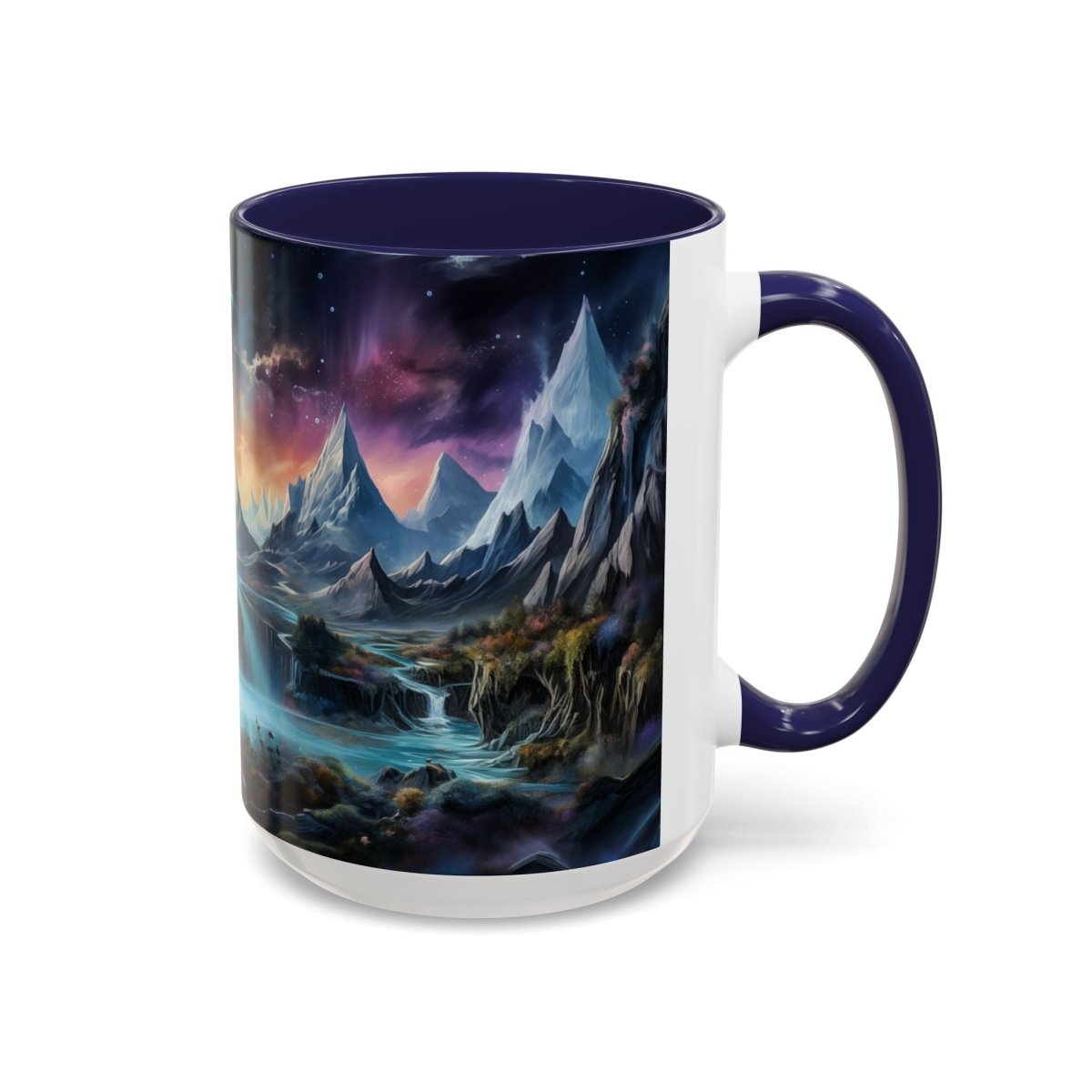 Cosmic Fantasy Landscape Coffee Mug, 15oz - Elegant Deer