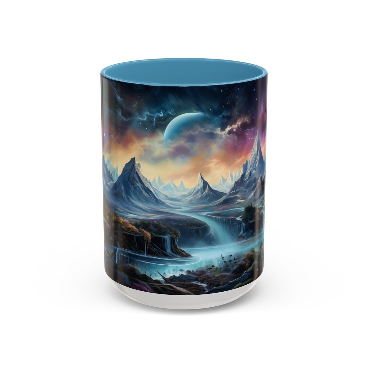 Cosmic Fantasy Landscape Coffee Mug, 15oz - Elegant Deer