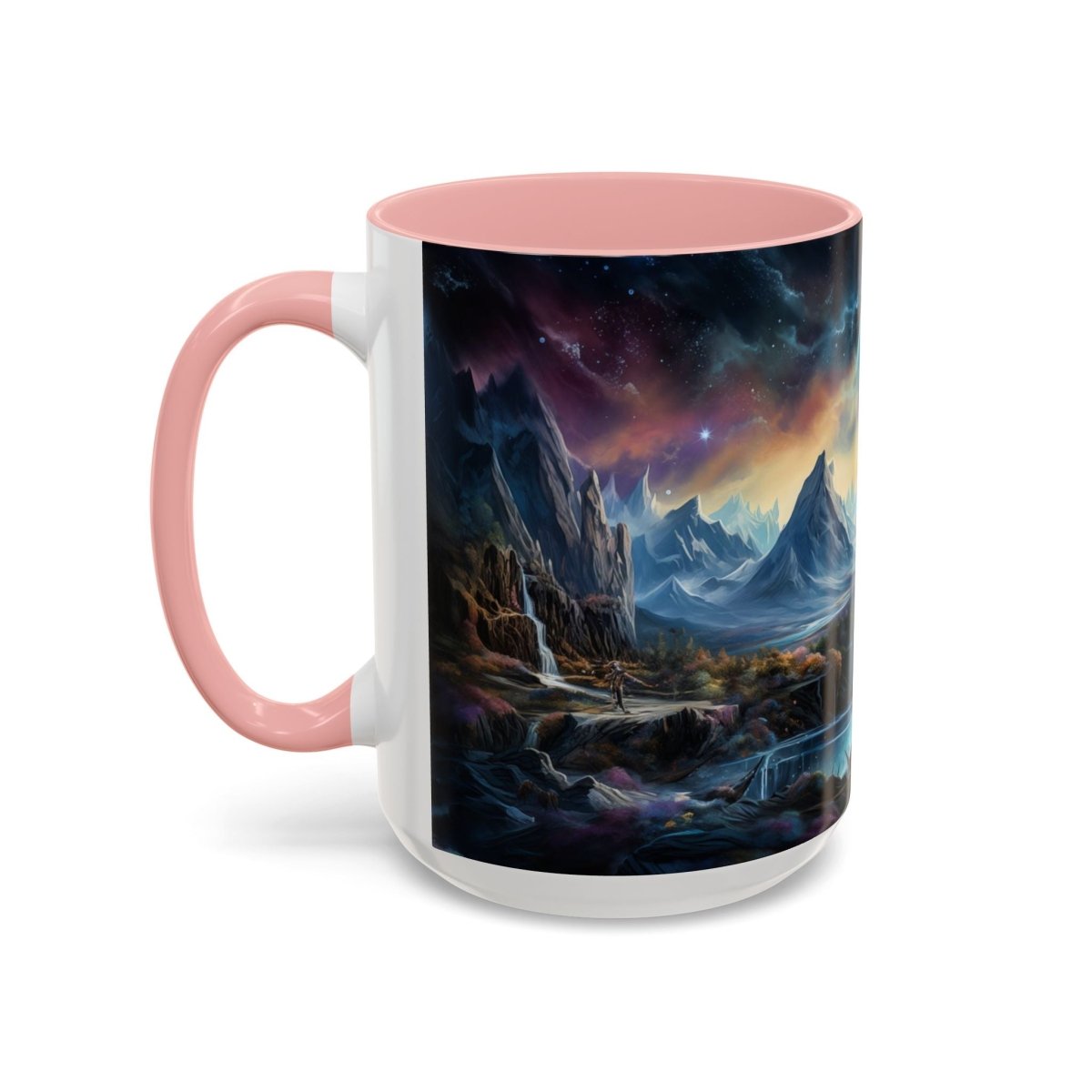 Cosmic Fantasy Landscape Coffee Mug, 15oz - Elegant Deer
