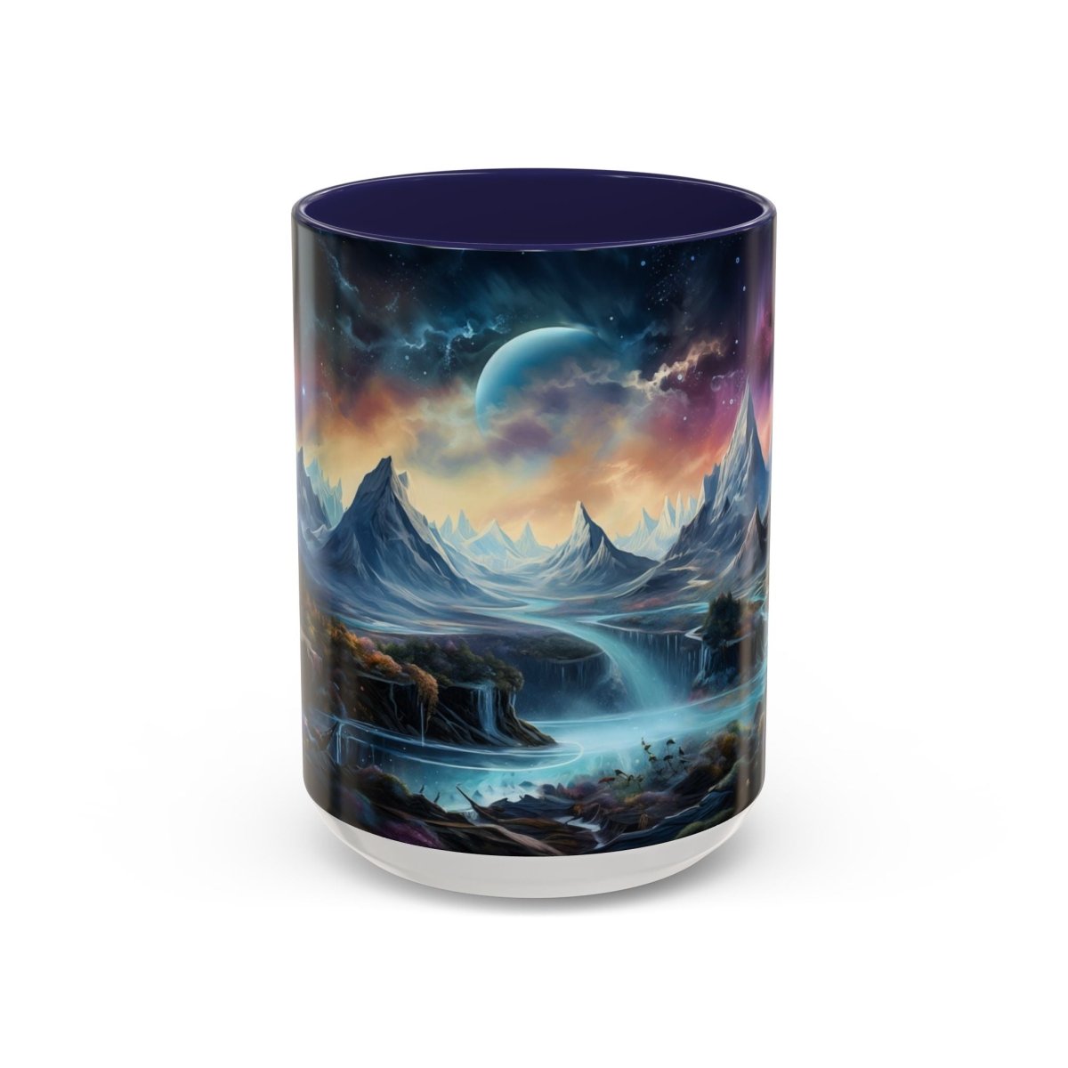 Cosmic Fantasy Landscape Coffee Mug, 15oz - Elegant Deer