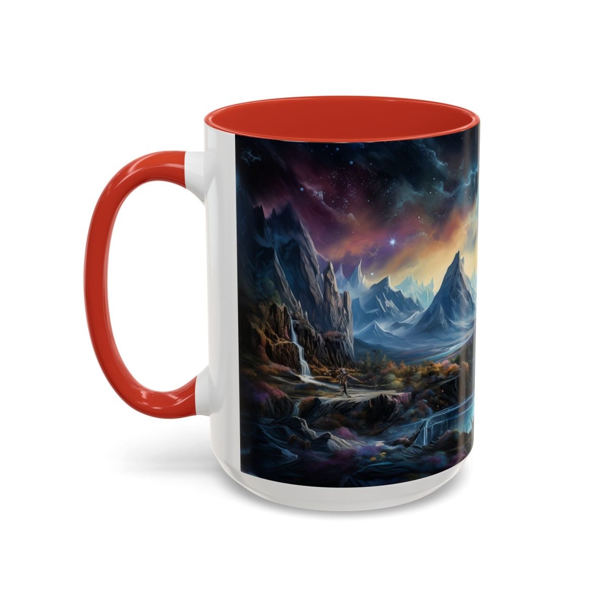 Cosmic Fantasy Landscape Coffee Mug, 15oz - Elegant Deer