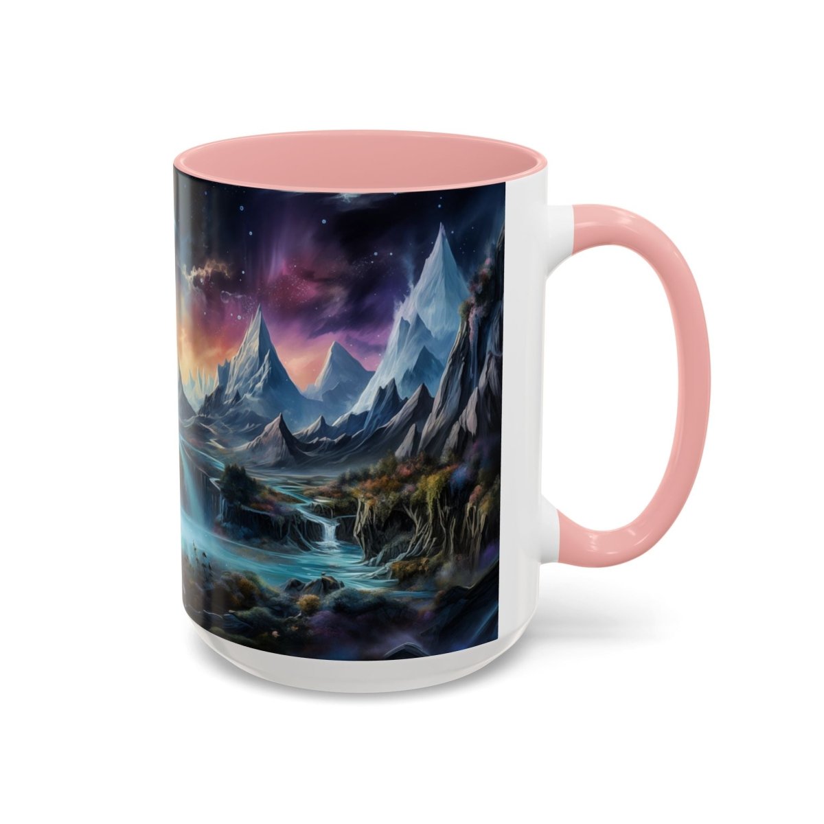 Cosmic Fantasy Landscape Coffee Mug, 15oz - Elegant Deer