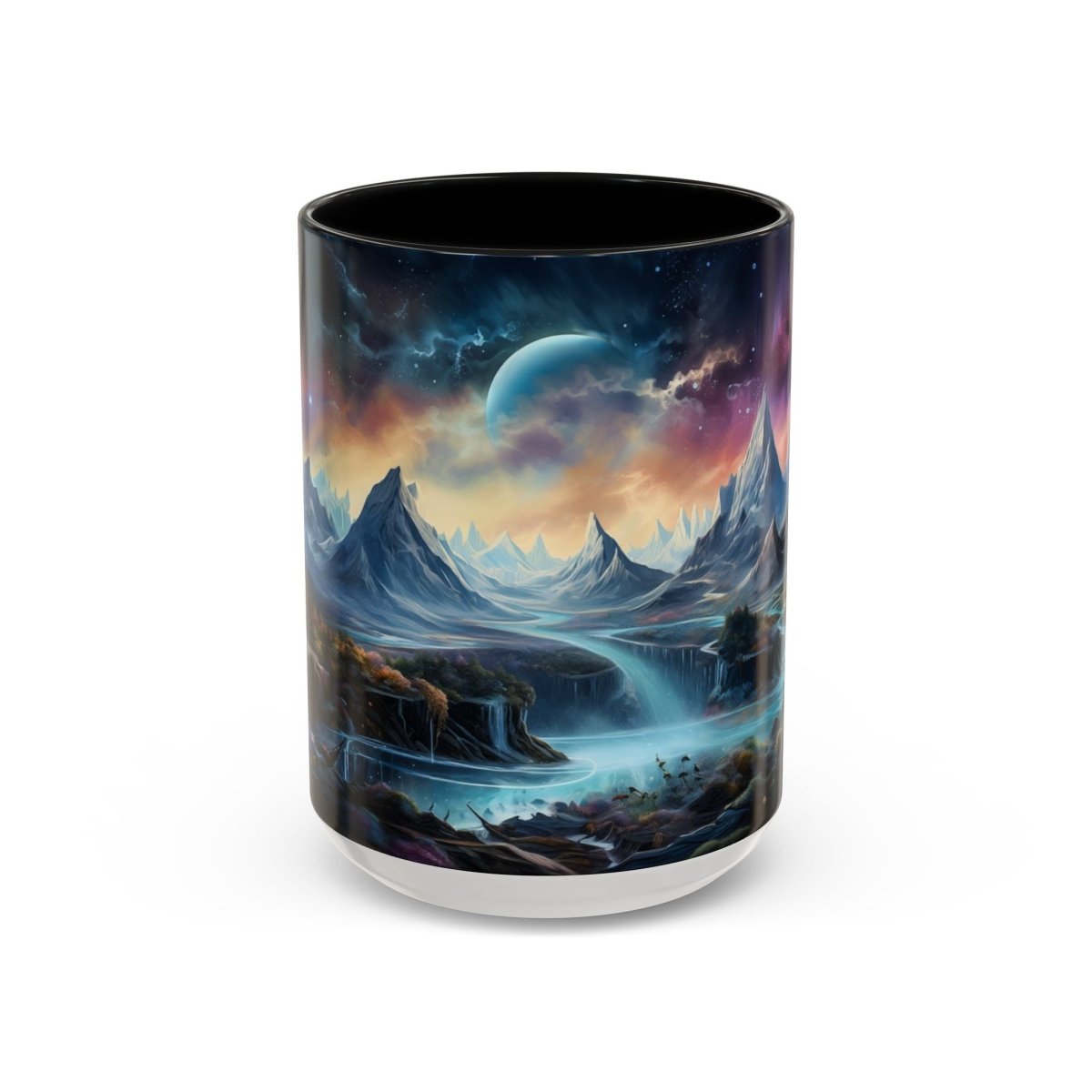 Cosmic Fantasy Landscape Coffee Mug, 15oz - Elegant Deer
