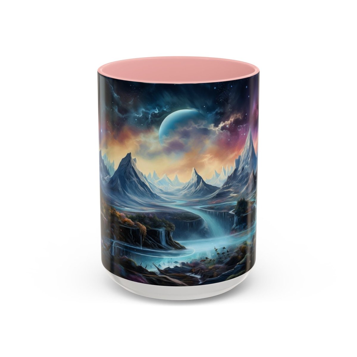 Cosmic Fantasy Landscape Coffee Mug, 15oz - Elegant Deer