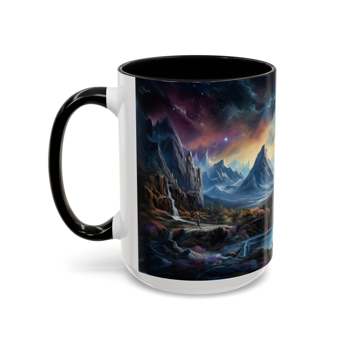 Cosmic Fantasy Landscape Coffee Mug, 15oz - Elegant Deer