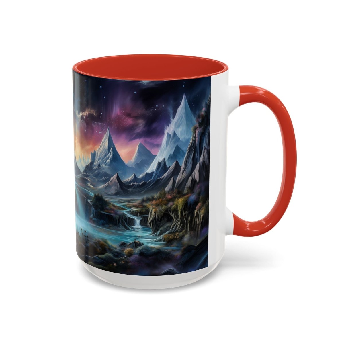 Cosmic Fantasy Landscape Coffee Mug, 15oz - Elegant Deer