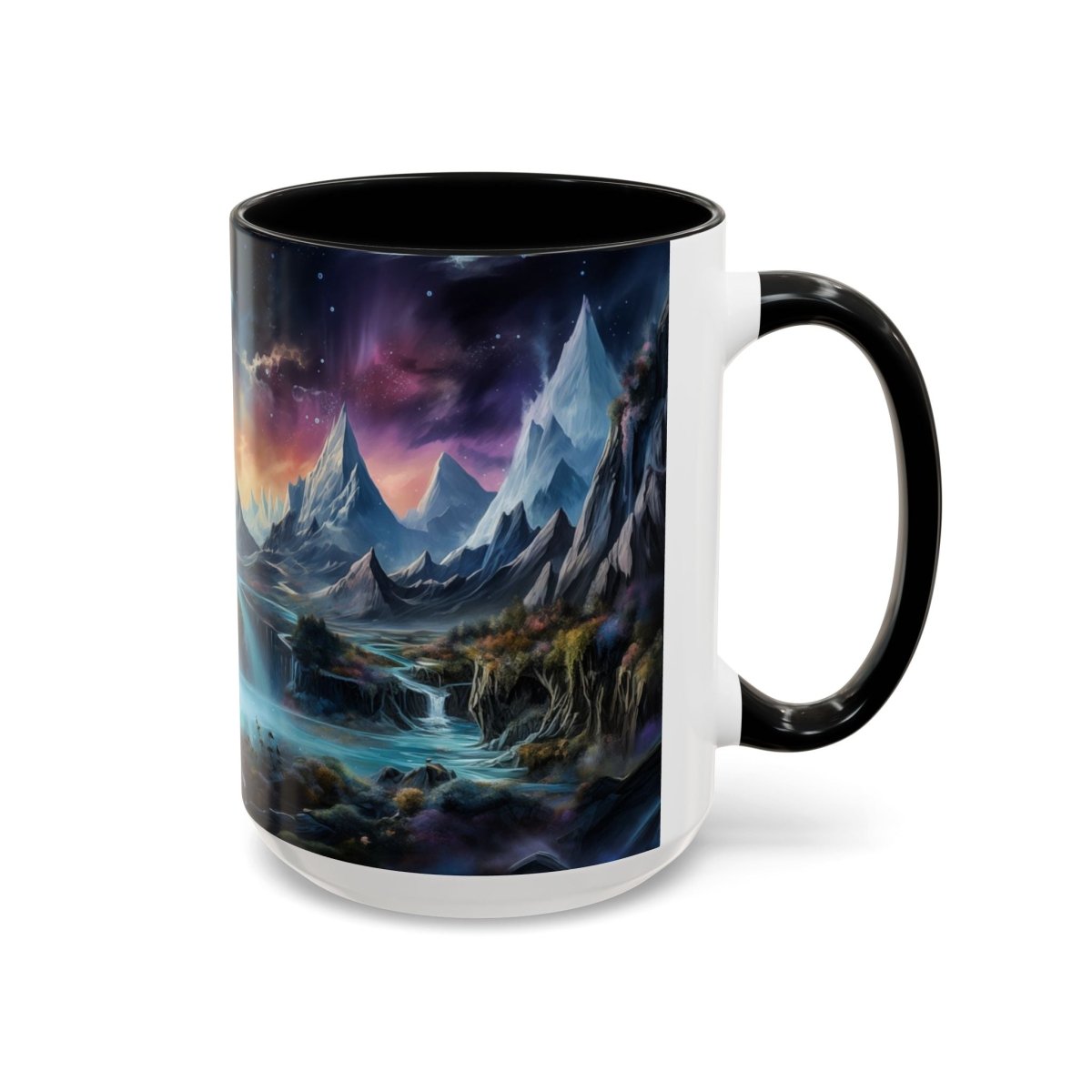 Cosmic Fantasy Landscape Coffee Mug, 15oz - Elegant Deer