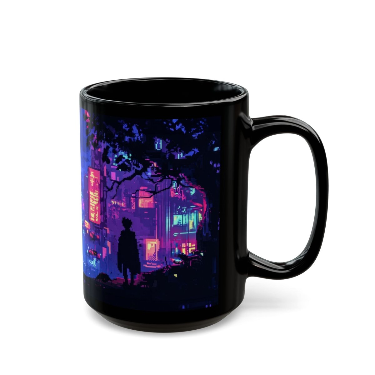 Cyberpunk Cityscape Mug – Neon Dreams 15oz - Elegant Deer