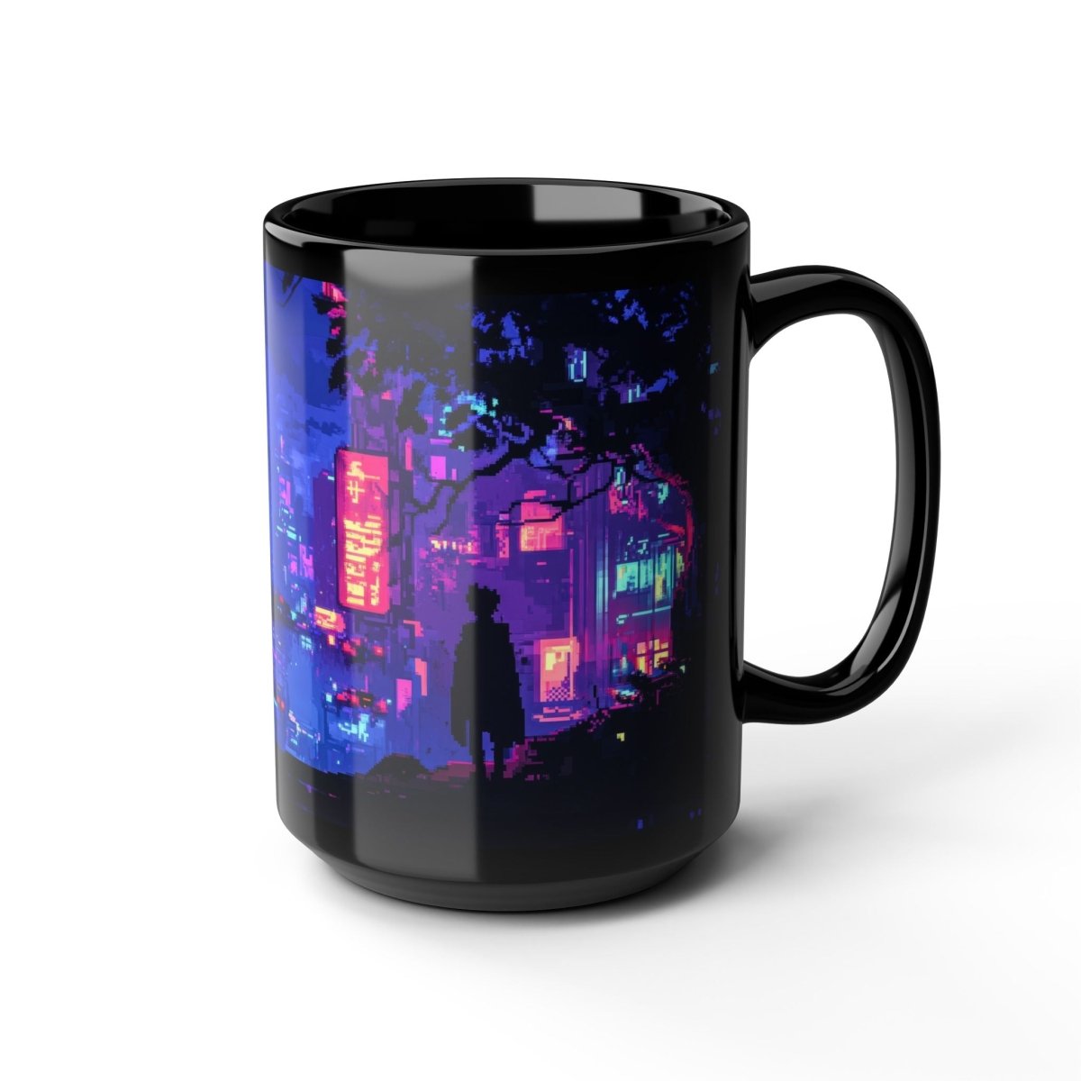 Cyberpunk Cityscape Mug – Neon Dreams 15oz - Elegant Deer