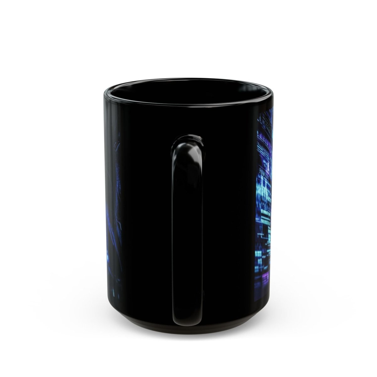 💻 Cyberpunk Hacker Black Mug – Neon Coded Shadow - Elegant Deer