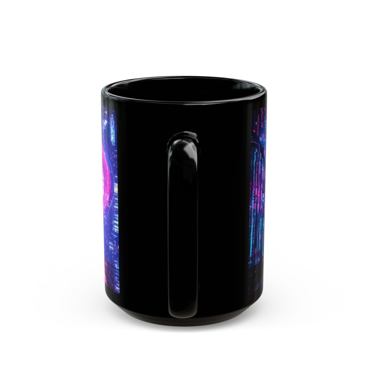 Cyberpunk Neon Love - Black 15oz Mug - Elegant Deer
