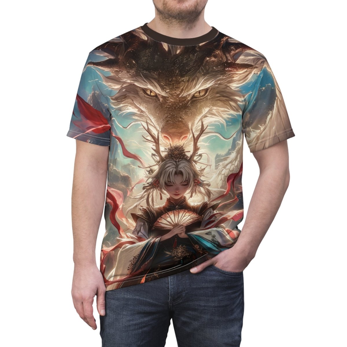 Dragon's Embrace Series T-Shirt (AOP) - Elegant Deer