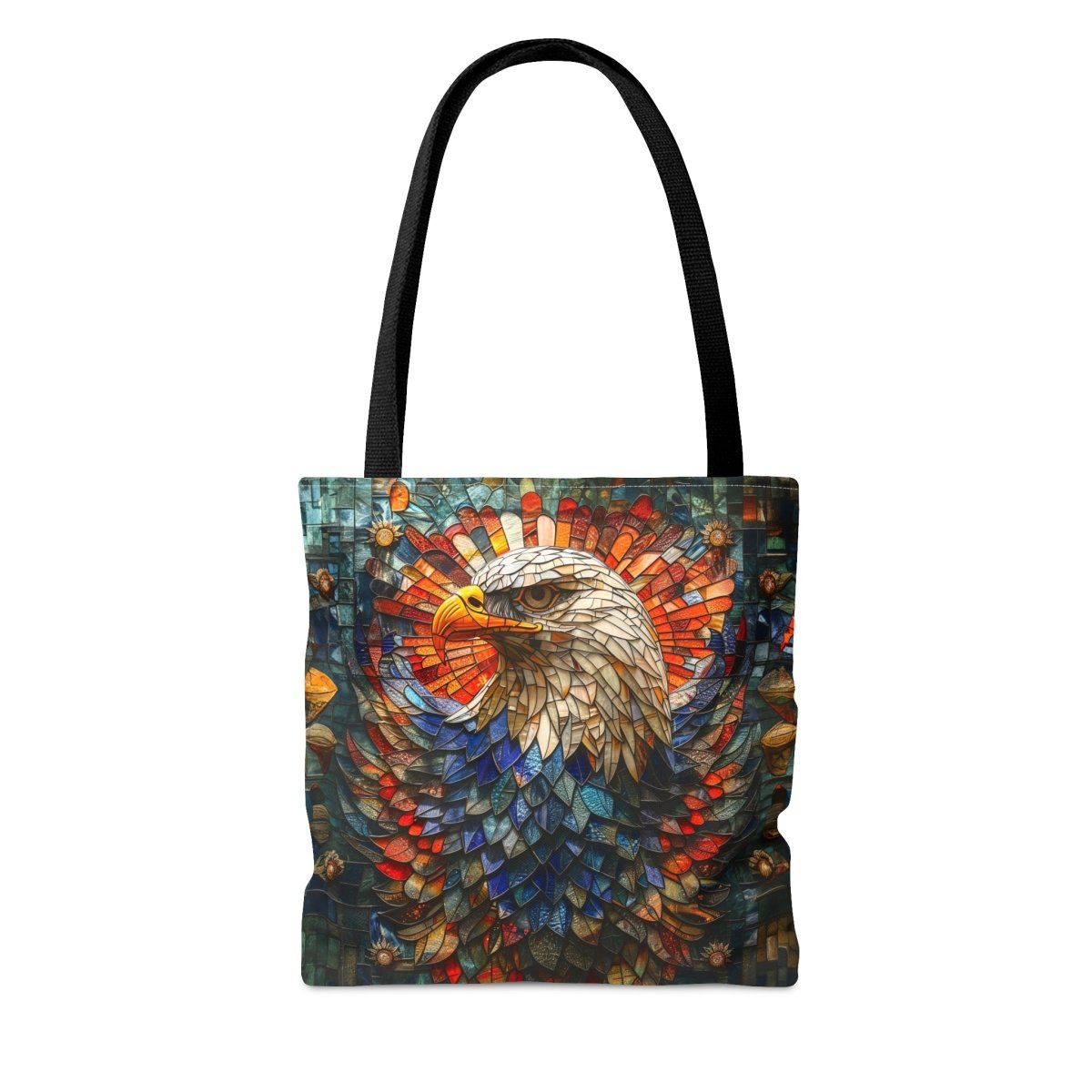 Eternal Vision: Stained Glass Eagle Tote Bag - Elegant Deer