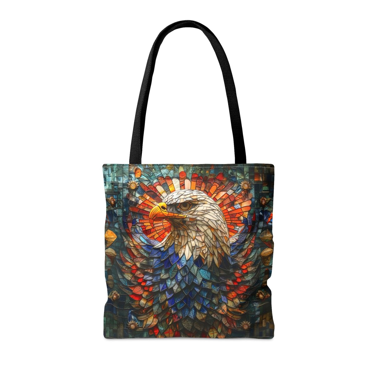 Eternal Vision: Stained Glass Eagle Tote Bag - Elegant Deer