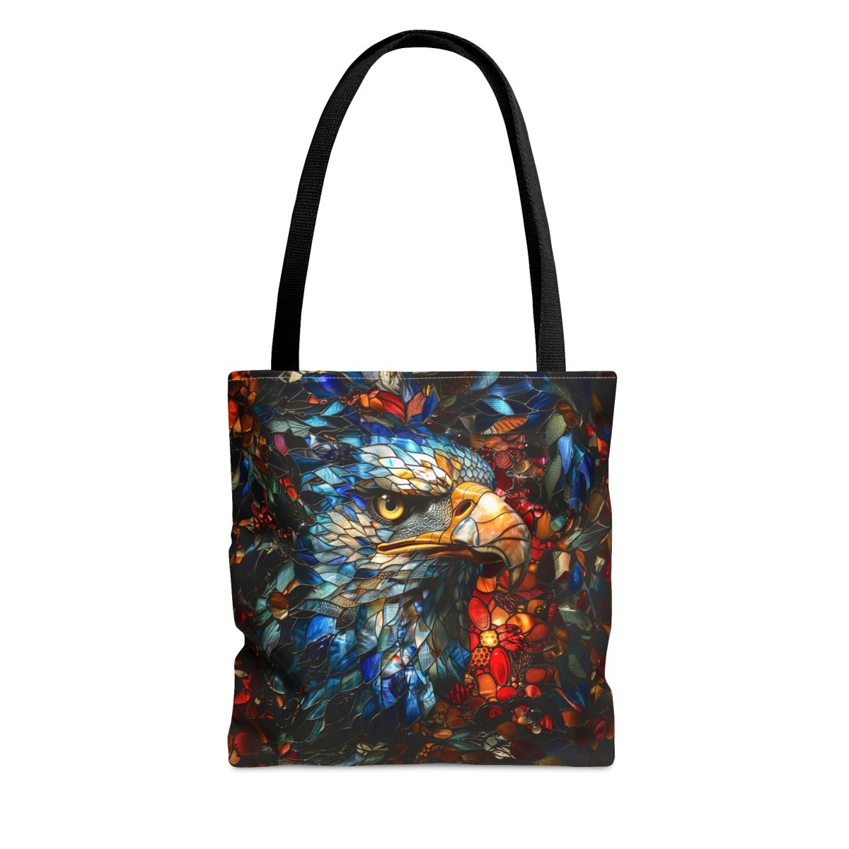 Eternal Vision: Stained Glass Eagle Tote Bag - Elegant Deer