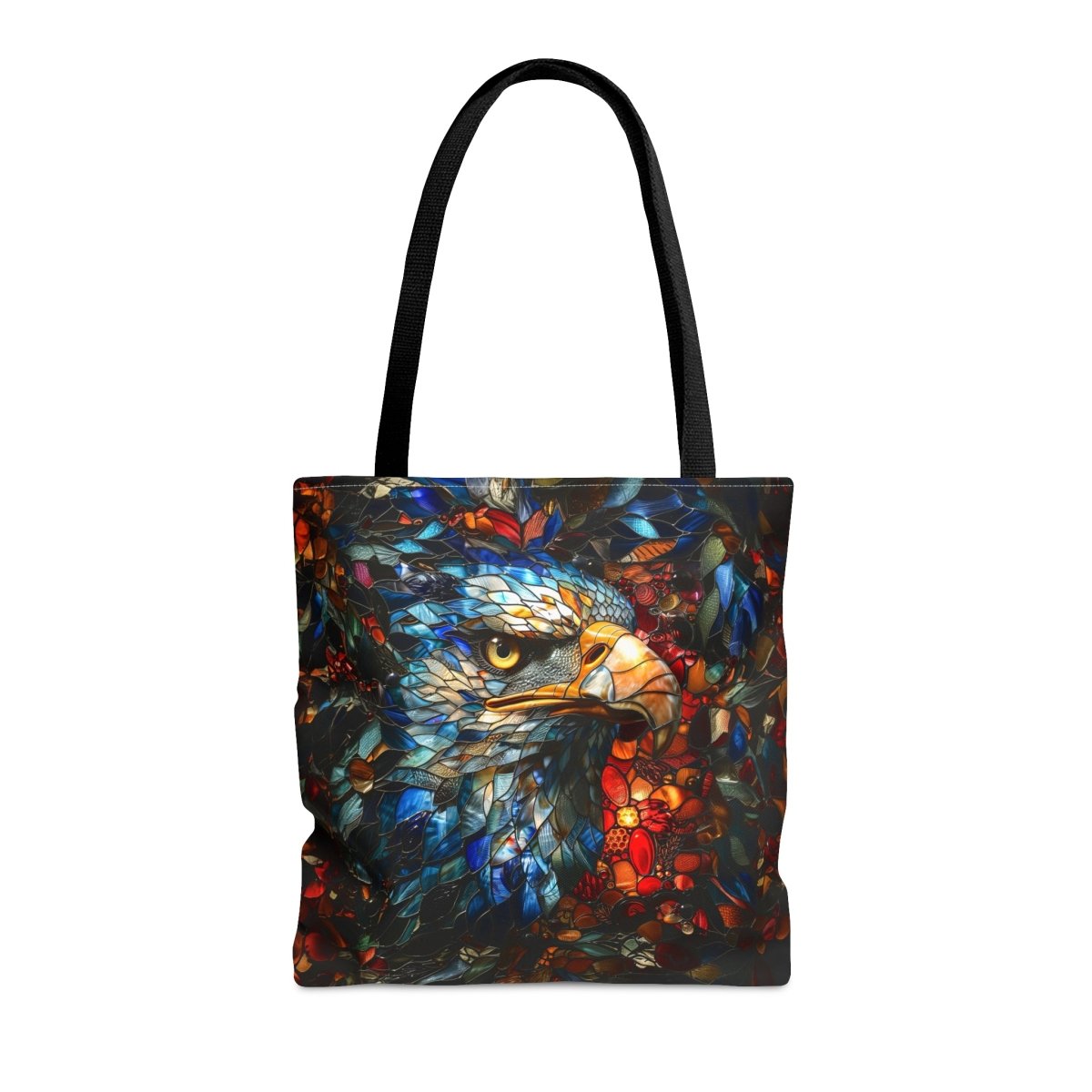 Eternal Vision: Stained Glass Eagle Tote Bag - Elegant Deer