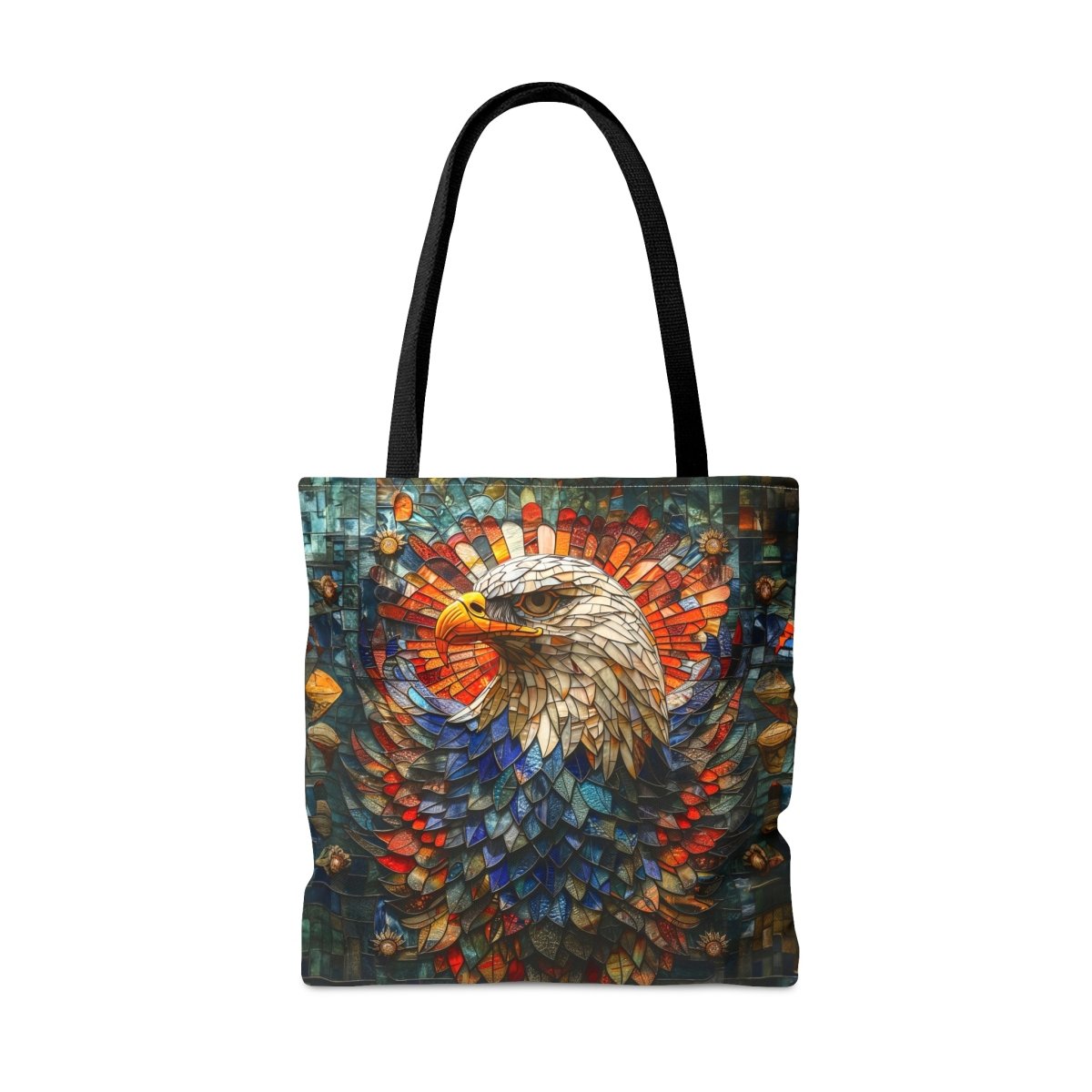 Eternal Vision: Stained Glass Eagle Tote Bag - Elegant Deer