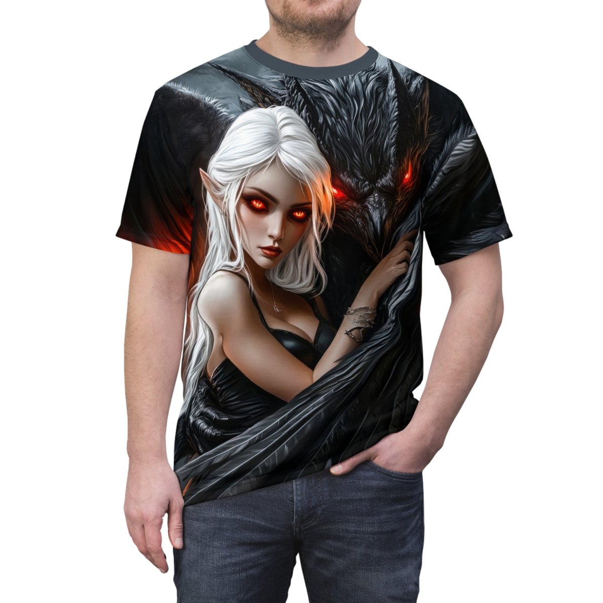 Ethereal Darkness - Dual - Sided AOP T-Shirt - Elegant Deer