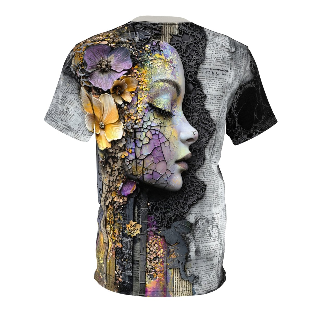 Ethereal Fracture: Dual - Sided Cosmic Art T-Shirt (AOP) - Elegant Deer