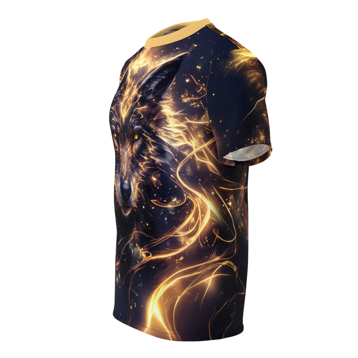 Golden Spirit: Celestial Wolf AOP T-Shirt - Elegant Deer