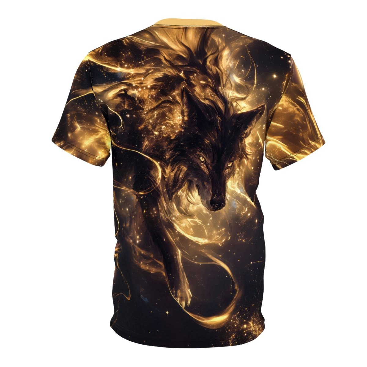 Golden Spirit: Celestial Wolf AOP T-Shirt - Elegant Deer