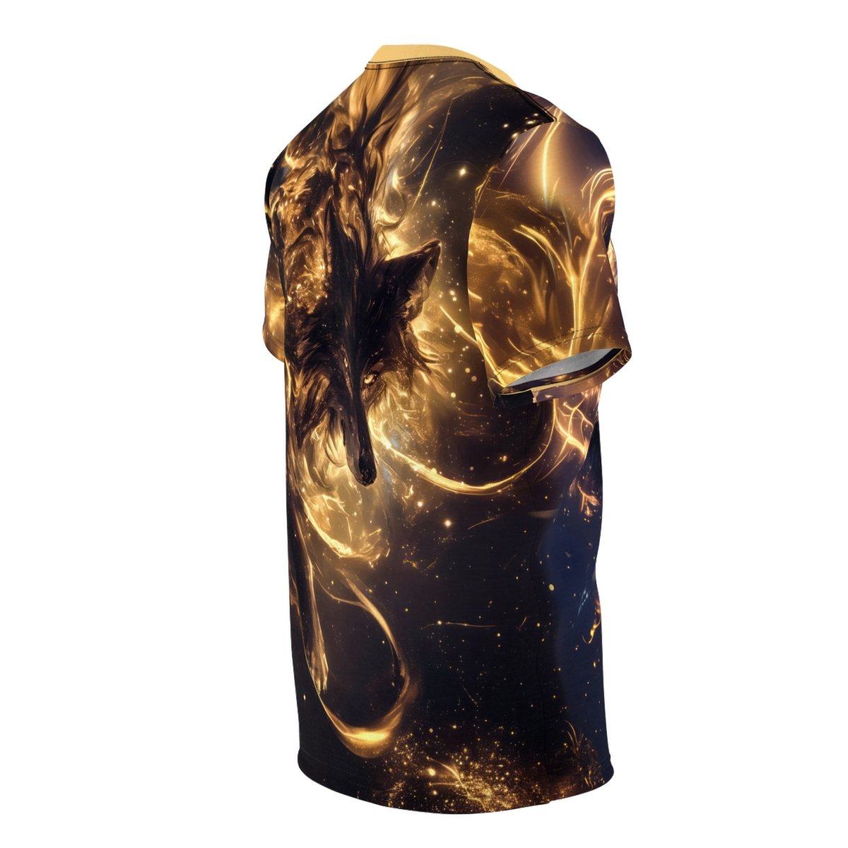 Golden Spirit: Celestial Wolf AOP T-Shirt - Elegant Deer