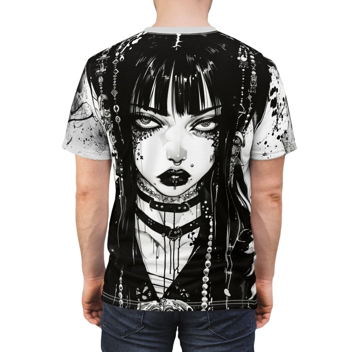 Gothic Allure: Dual - Sided Dark Fantasy T-Shirt (AOP) - Elegant Deer