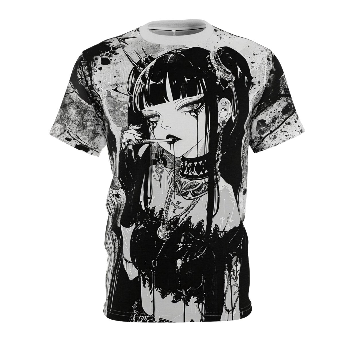 Gothic Allure: Dual - Sided Dark Fantasy T-Shirt (AOP) - Elegant Deer