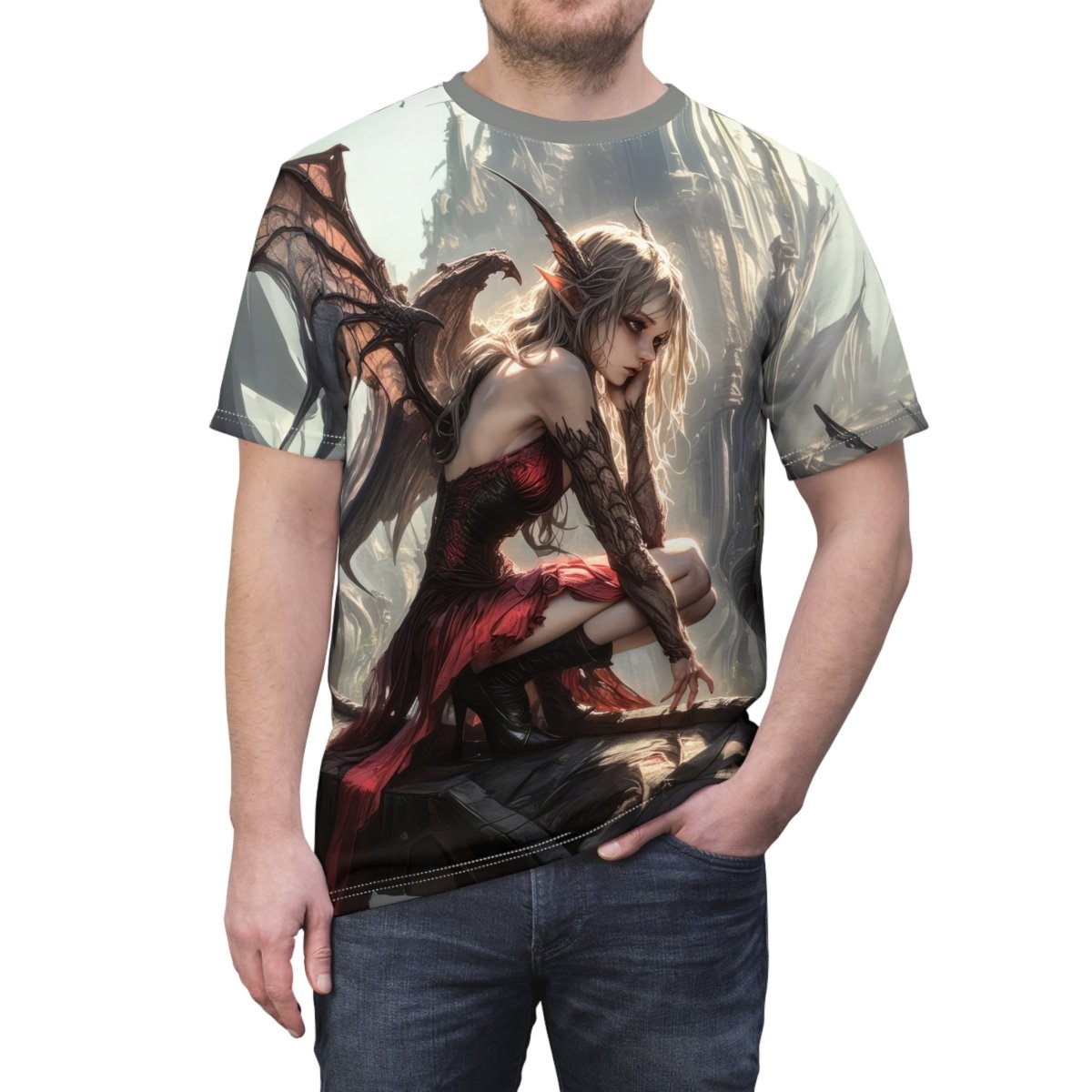 Gothic Wings - Dual - Sided AOP T-Shirt - Elegant Deer