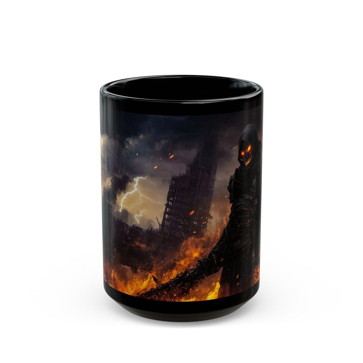 ☠️ Hellfire Knight Black Mug – Apocalyptic Dark Fantasy - Elegant Deer