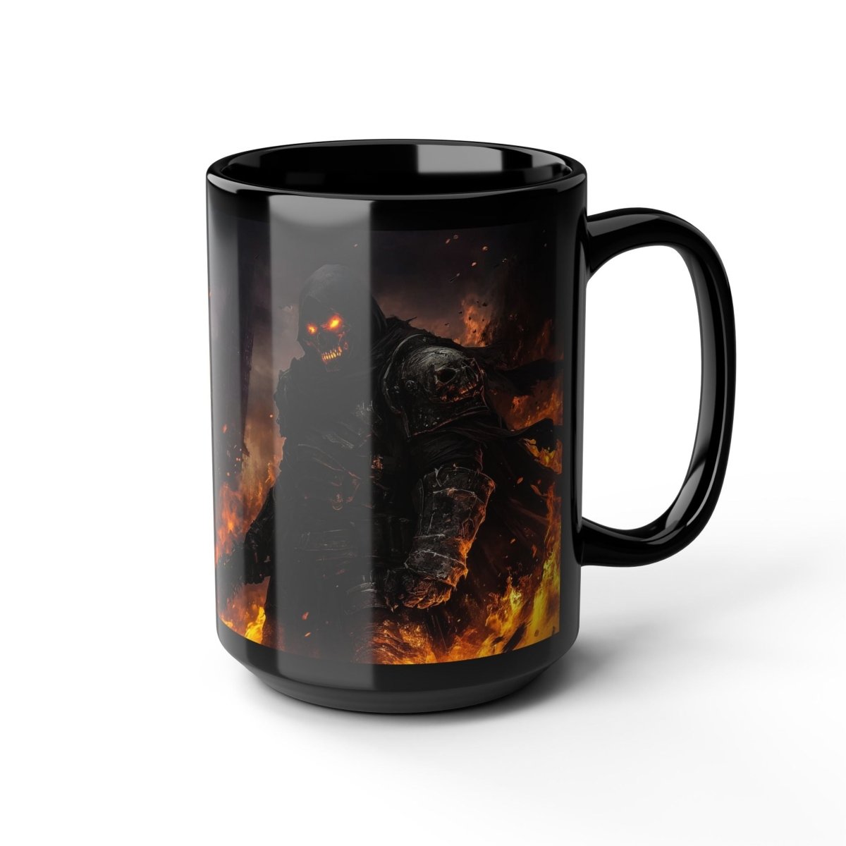 ☠️ Hellfire Knight Black Mug – Apocalyptic Dark Fantasy - Elegant Deer
