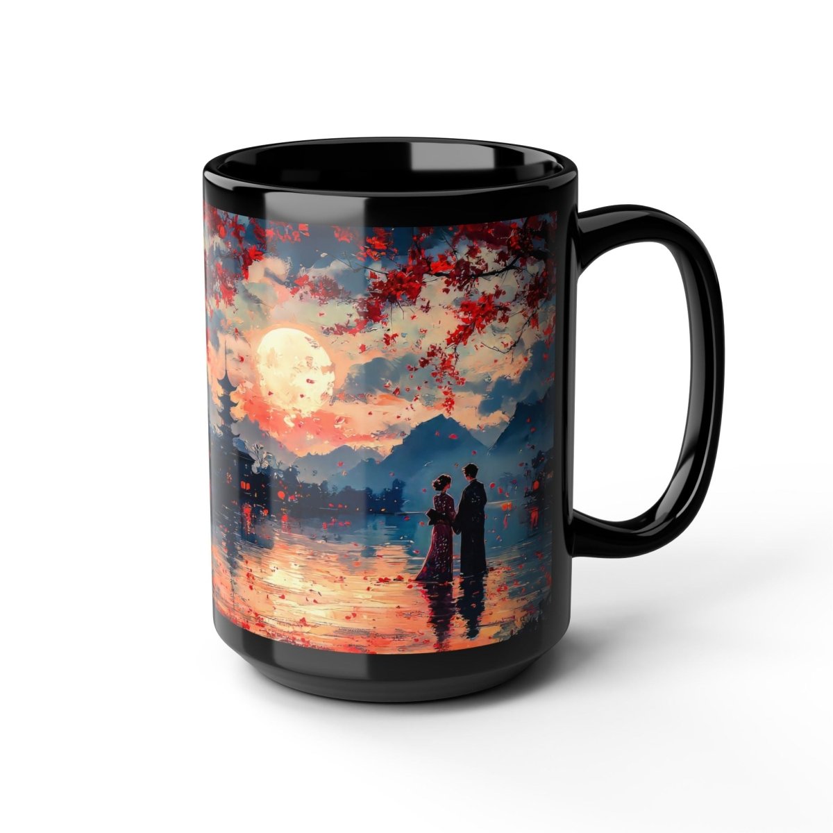 Japanese Traditional Style Valentine's Coffee Mug 15oz - Elegant Deer