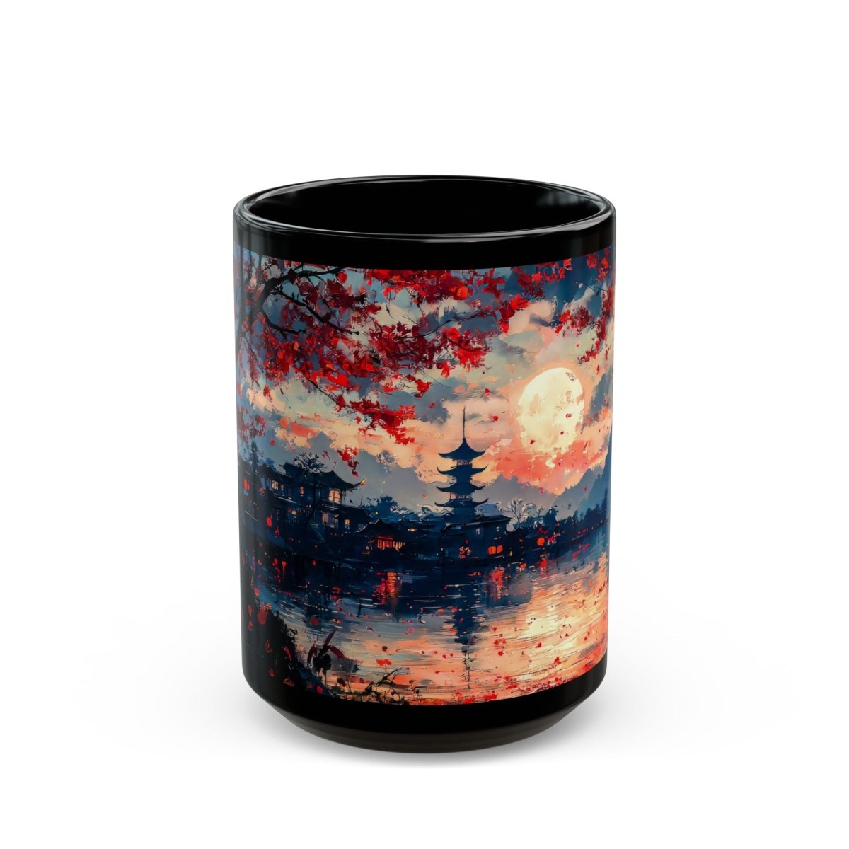 Japanese Traditional Style Valentine's Coffee Mug 15oz - Elegant Deer
