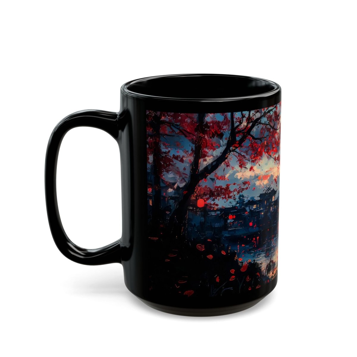 Japanese Traditional Style Valentine's Coffee Mug 15oz - Elegant Deer