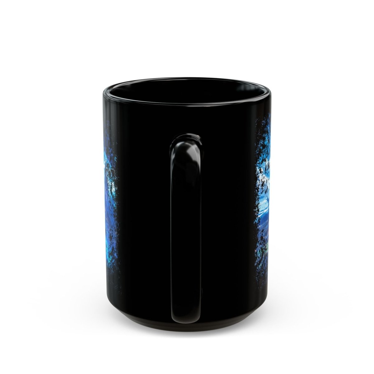 Legendary Dragon & Dark Warrior Black Mug – Epic Fantasy Art 15oz - Elegant Deer