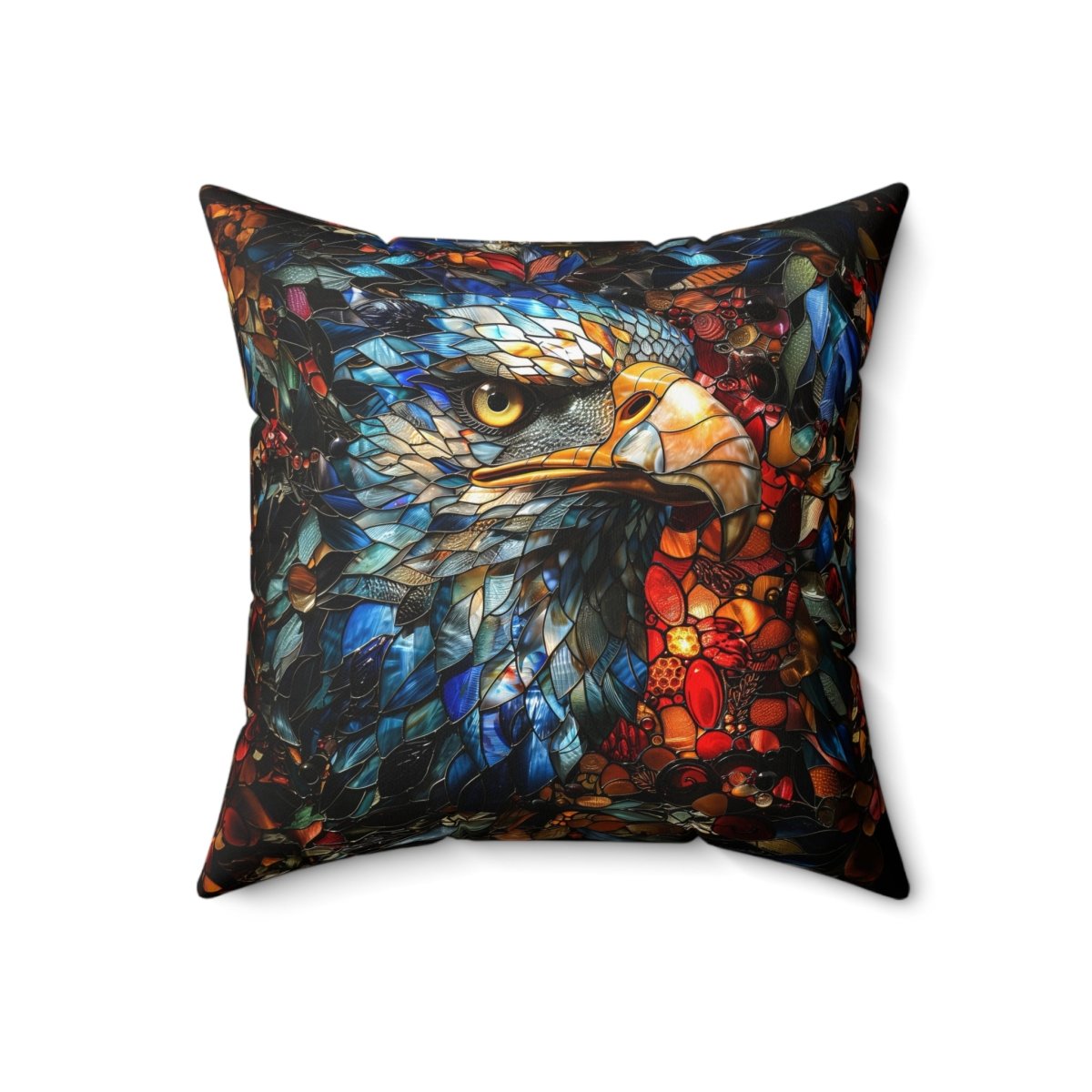 Luxury Decorative Pillow with Eagle Stained Glass Design - Elegant Deer